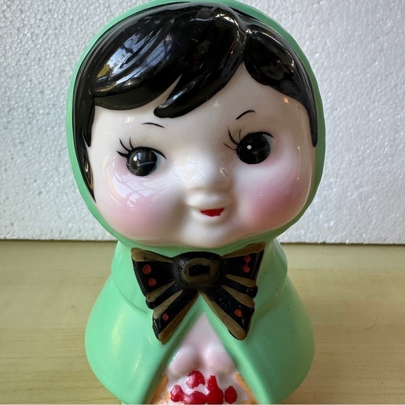 Light Green Riding Hood Vintage Ceramic Coin Bank - Picture 2 of 11